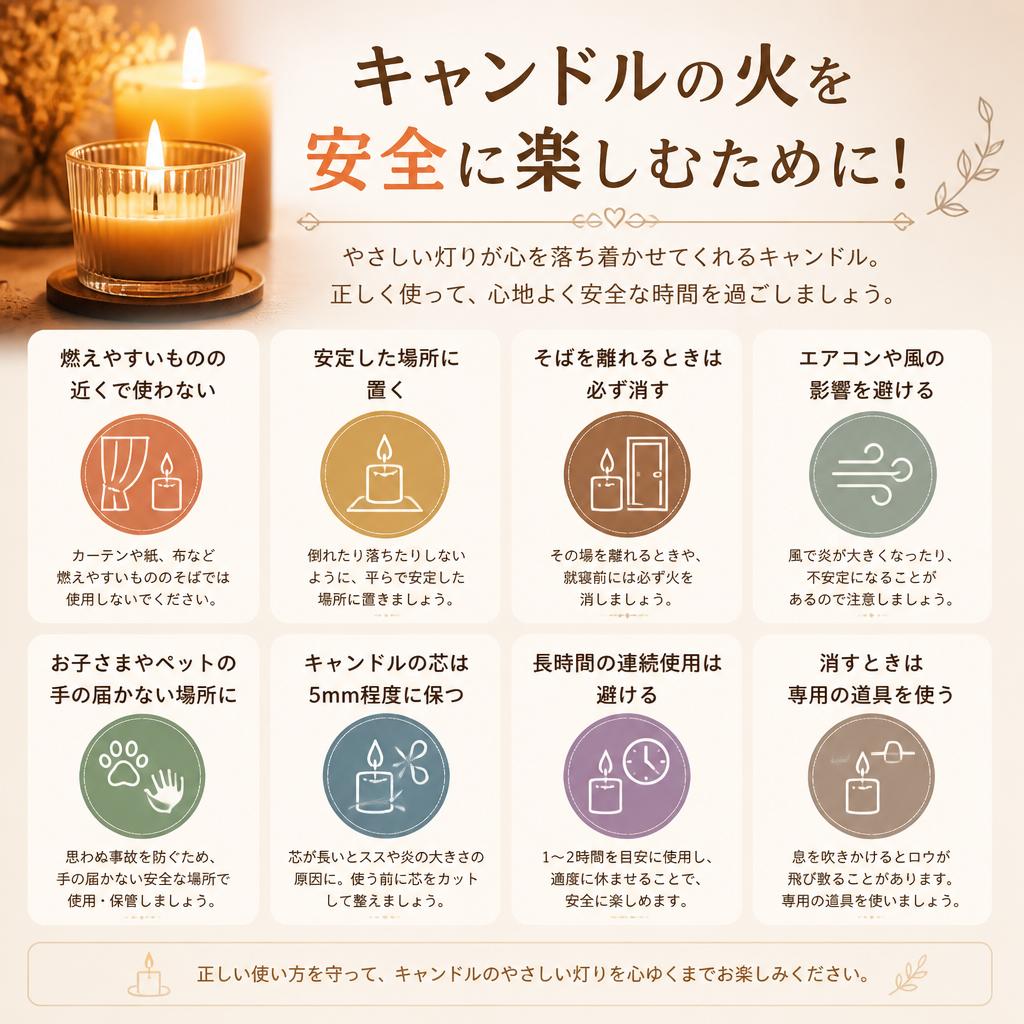 キャンドルの火を安全に楽しむために！ | キャンドルのプレゼントならLUEUR
