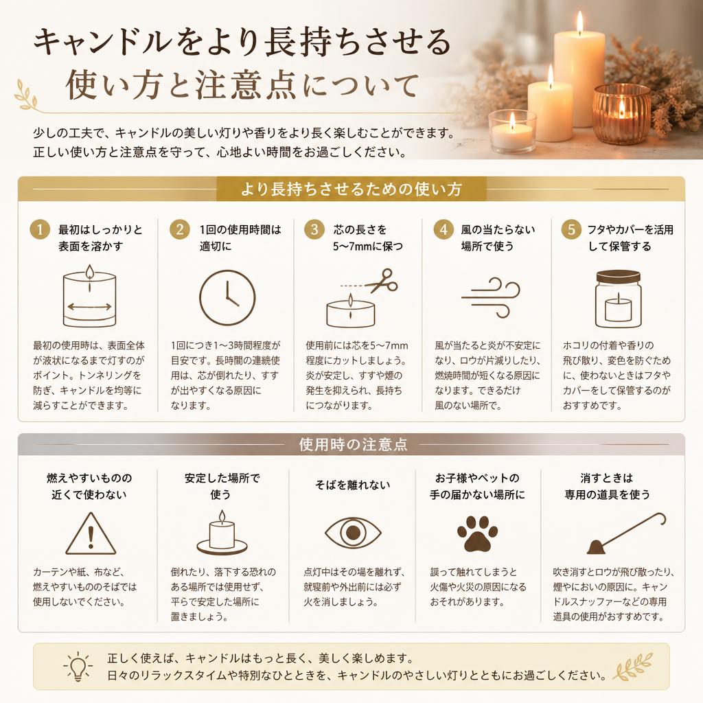 キャンドルの燃焼時間を延ばす方法