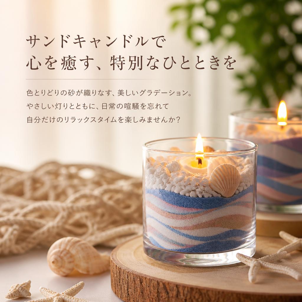 サンドキャンドル（砂のキャンドル）とは？新しい癒しのアイテムの魅力 | キャンドルのプレゼントならLUEUR