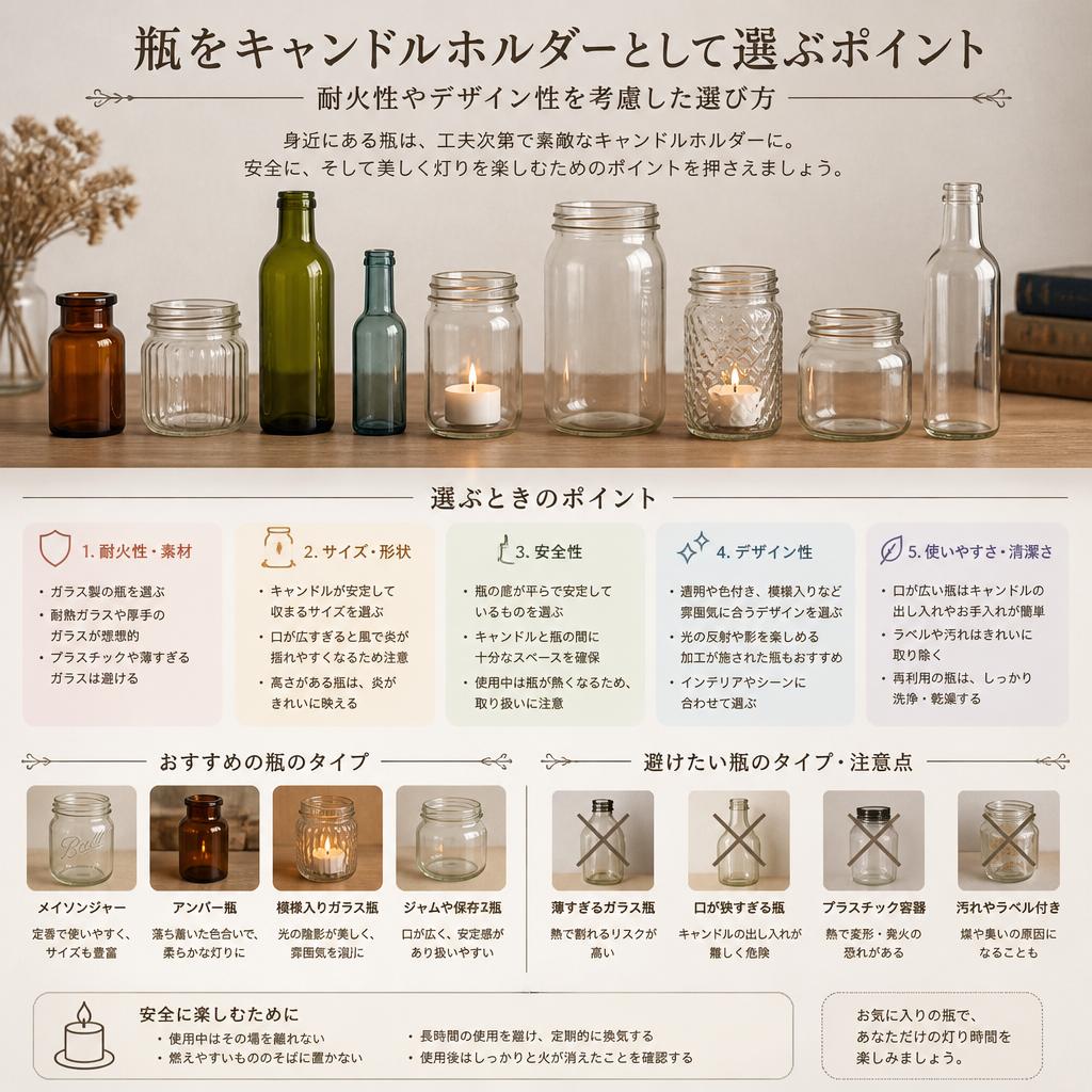 キャンドルホルダーに最適な瓶の選び方