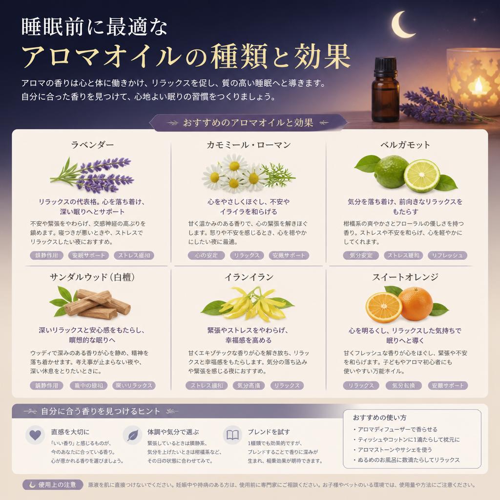 推奨アロマオイル：個々の効果と相性
