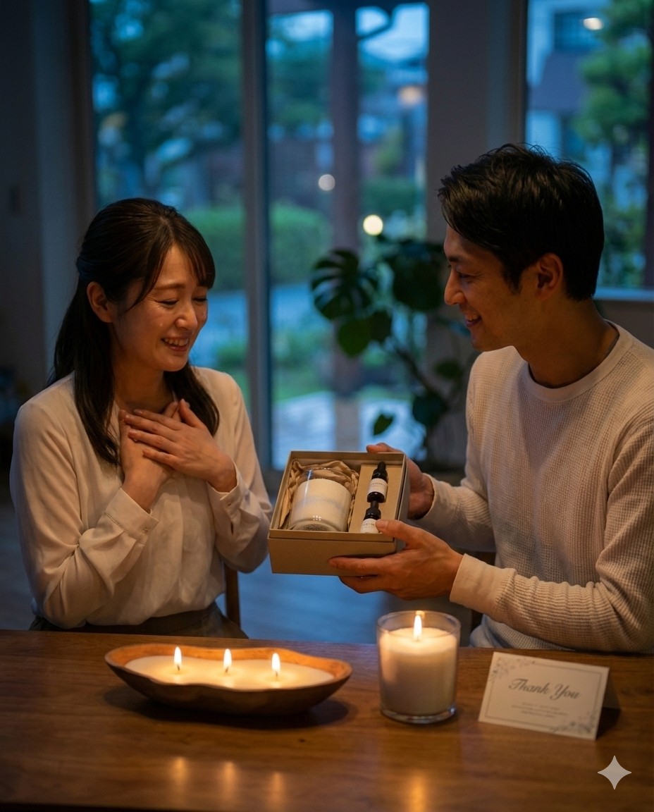 「ありがとう」を 灯りで伝える 夫婦円満の新しい贈り物 | キャンドルのプレゼントならLUEUR